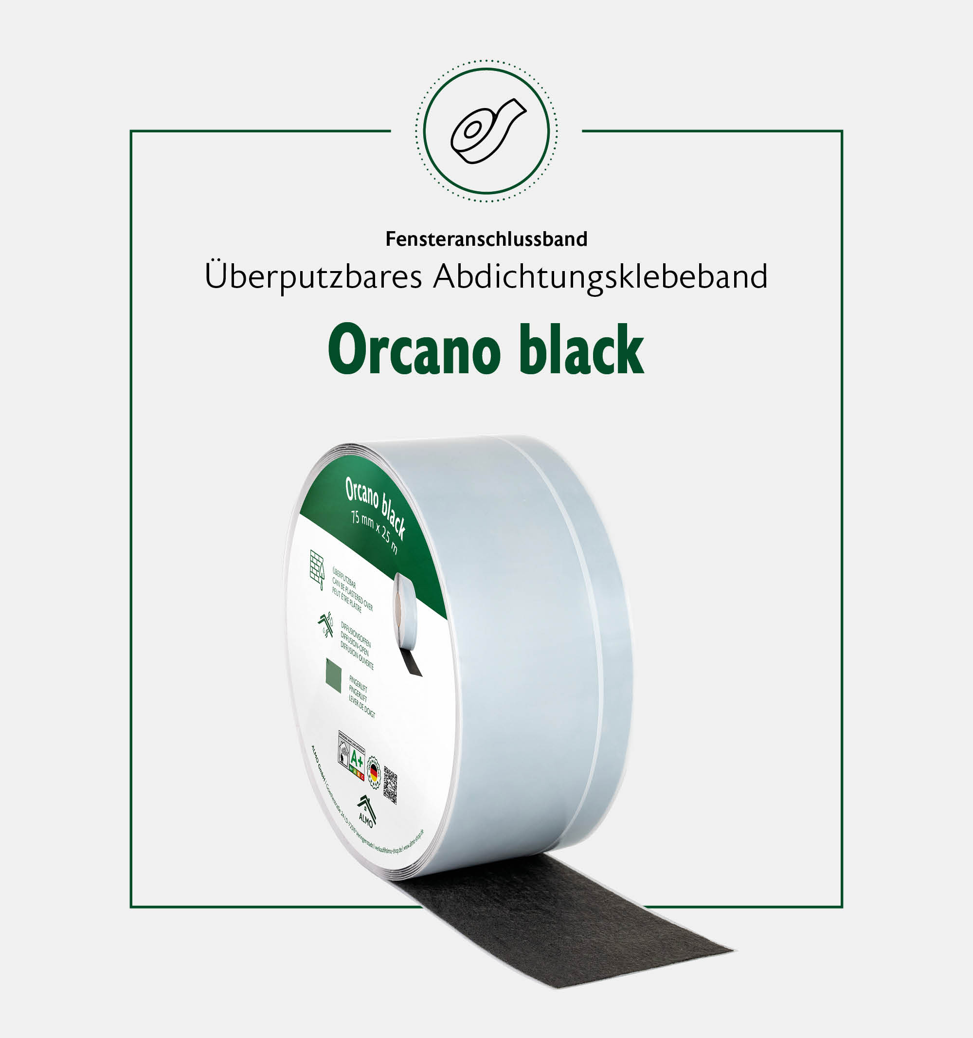 Spezifikationen ALMO Orcano Black Fensterband; Luftdichte Fensterbänder für den Außenbereich
